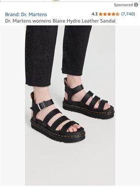 Dr. Martens Black Leather Strappy Platform Sandal